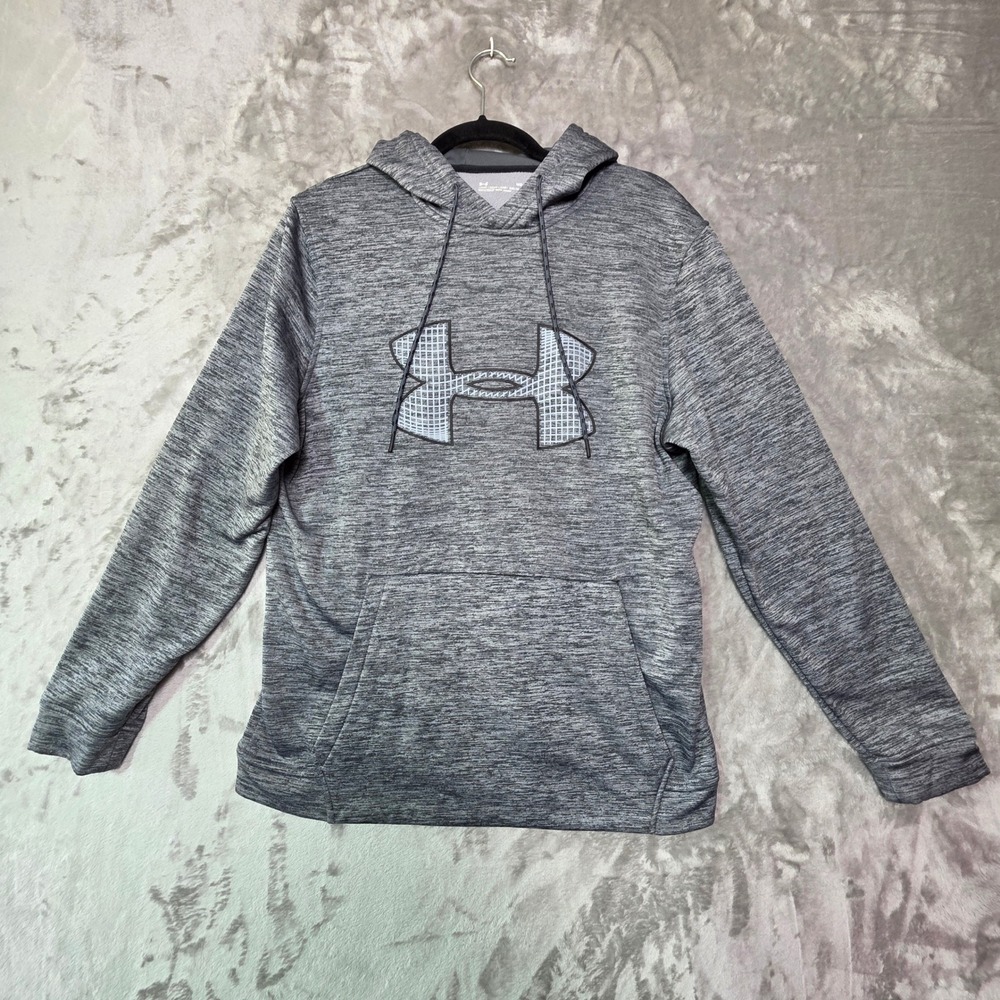 Under Armour Mens ColdGear Loose Fit Logo Hoodie Gray Heather Medium 1594